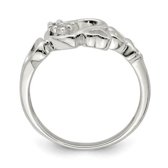 925 Sterling Silver CZ (Cubic Zirconia) Heart Ring - Picture 2 of 6